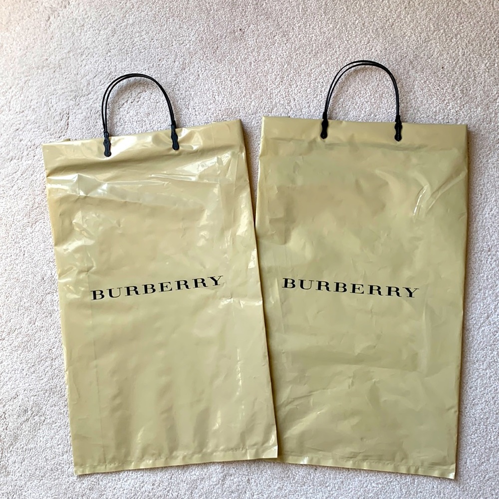 Burberry plastic shopping bag set of two